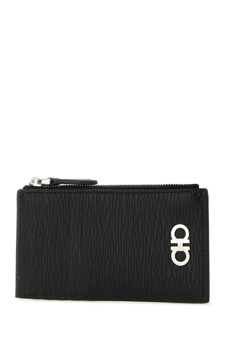 Salvatore Ferragamo Black Leather Gancini Card Holder