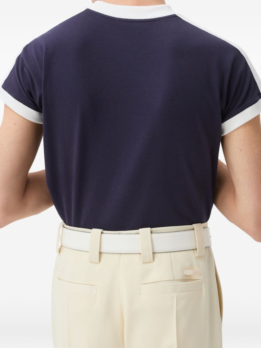 Versace Black Boxy-Fit Ribbed Trims Logo T-Shirt