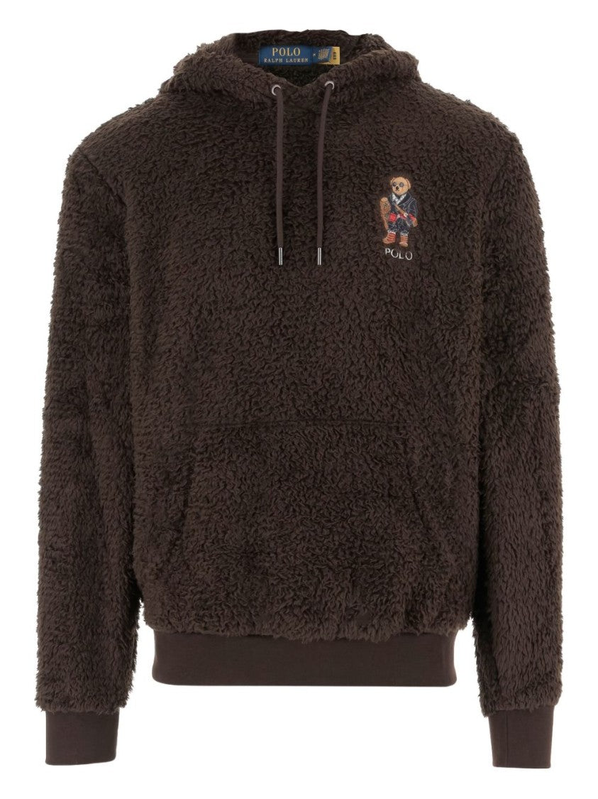 Polo Ralph Lauren Classic Brown Hoodie With Embroidered Bear Motif