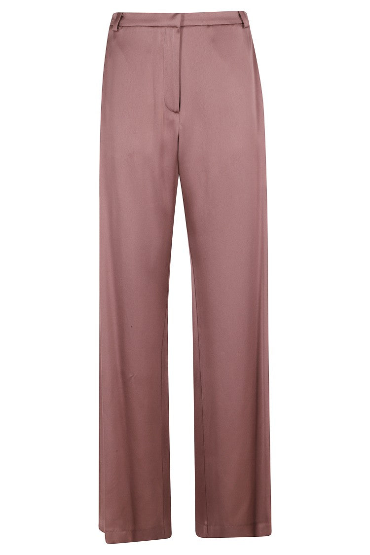 Alysi Antique Pink Flared Belt Loops Acetate-Blend Flared Pants