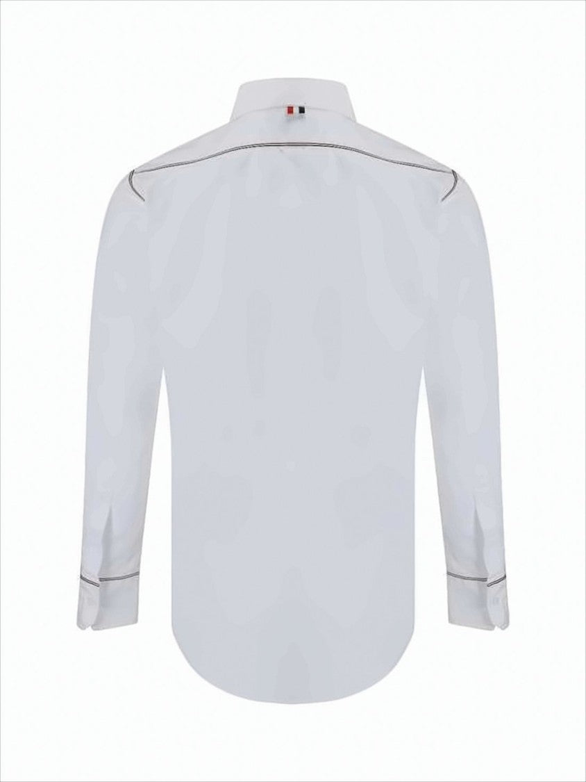 Thom Browne Long-Sleeve Cotton Shirt With Subtle Piping Details