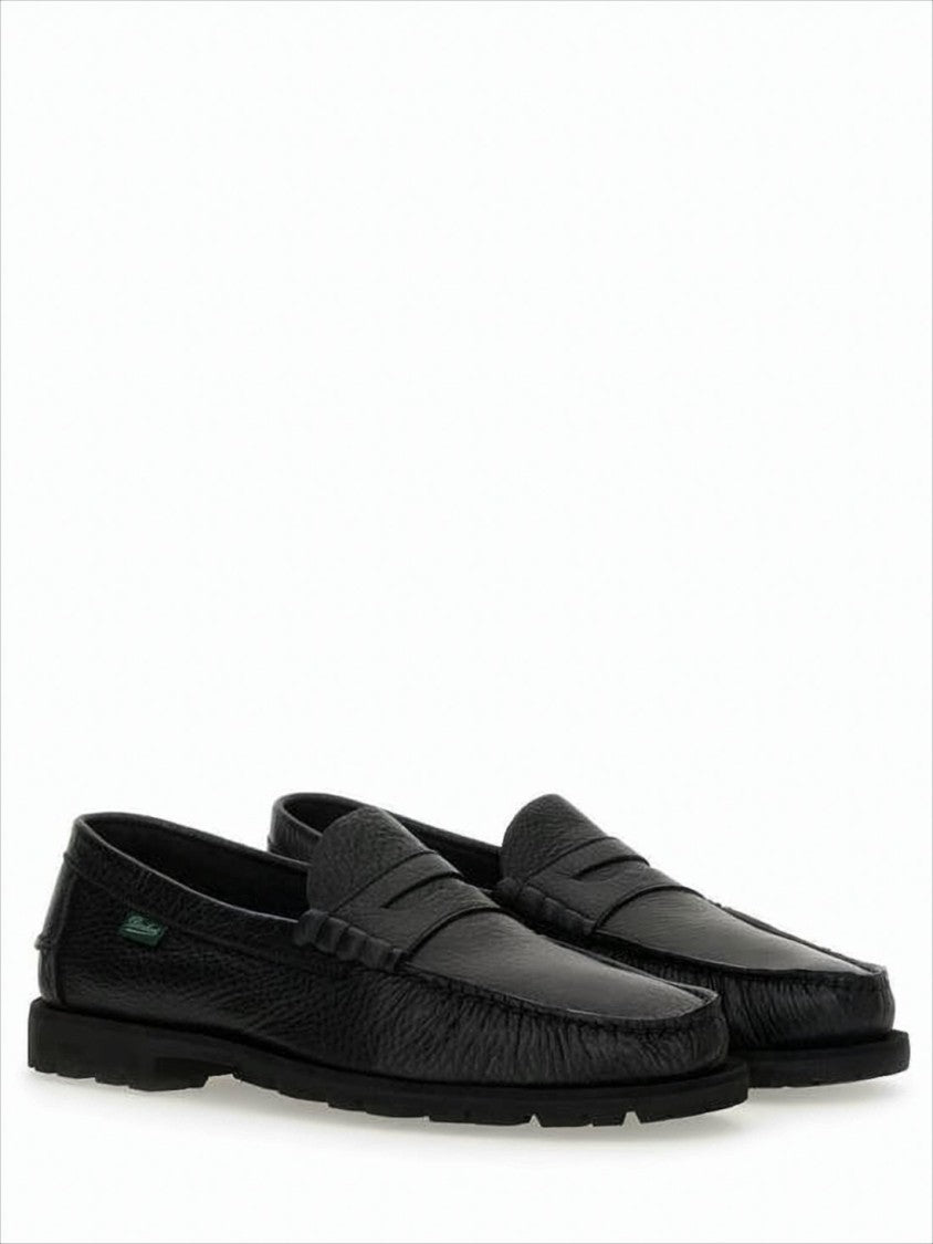 Paraboot Textured Leather Loafers With Moccasin Toe Design