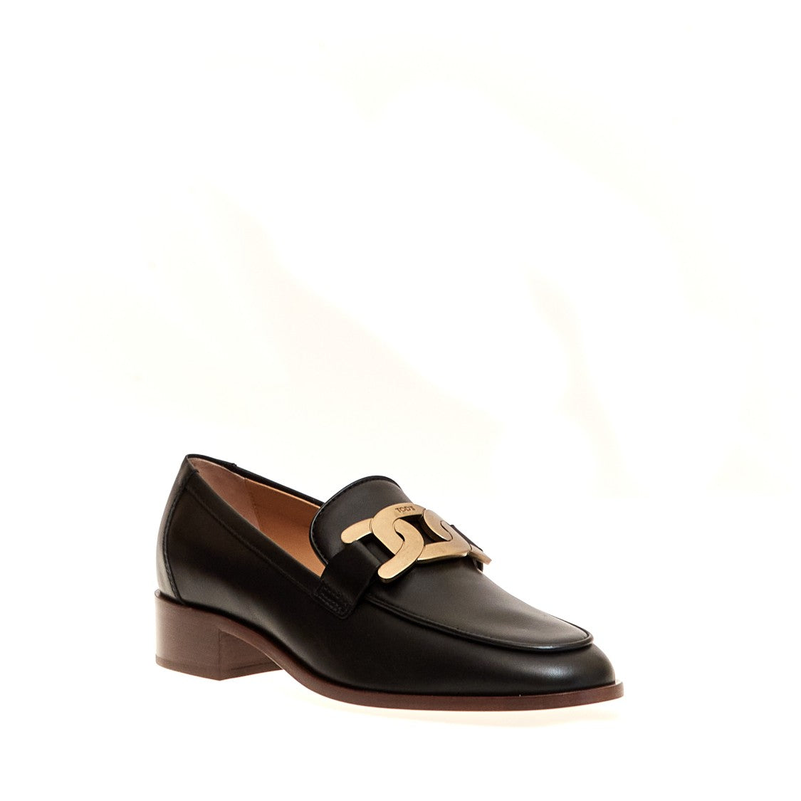 Tod's Black Leather Moccasins With Chain Accent
