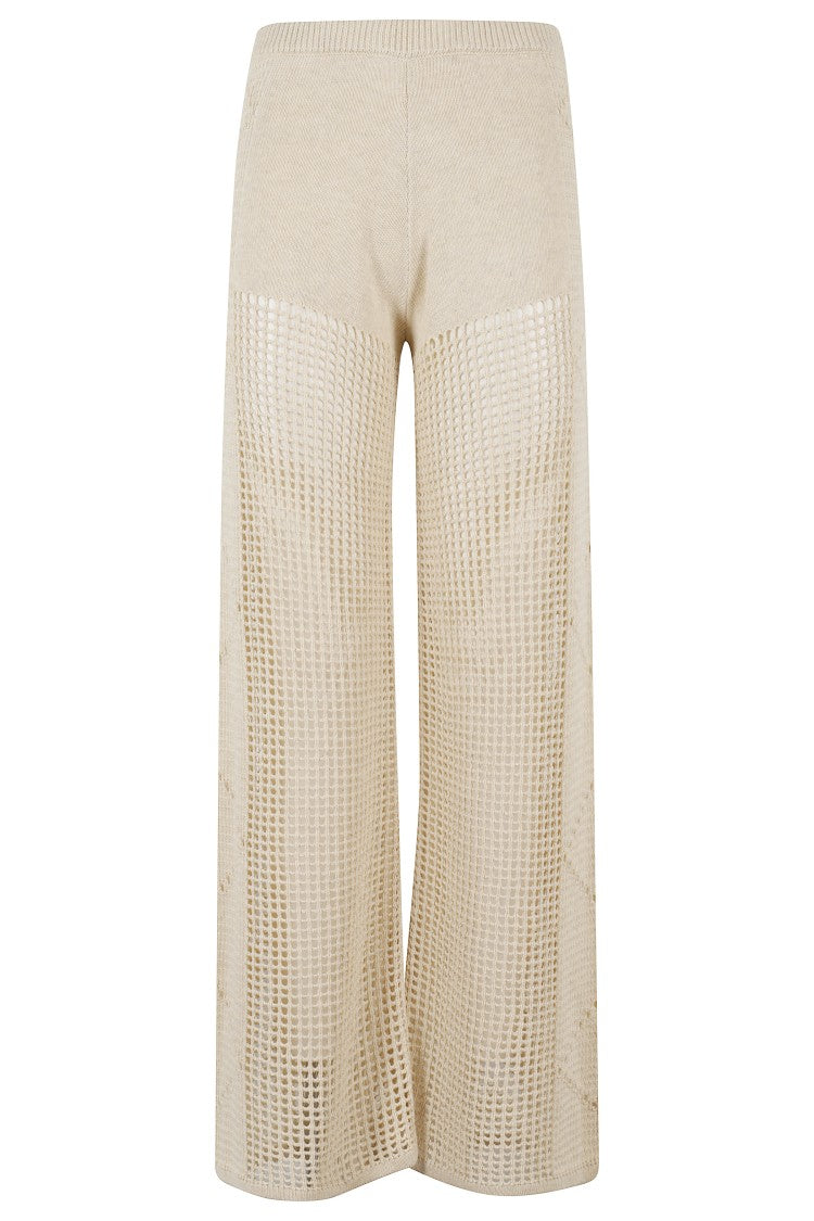 Mc2 Saint Barth Mid-Rise Crochet Flare Pants With Elasticized Waistband