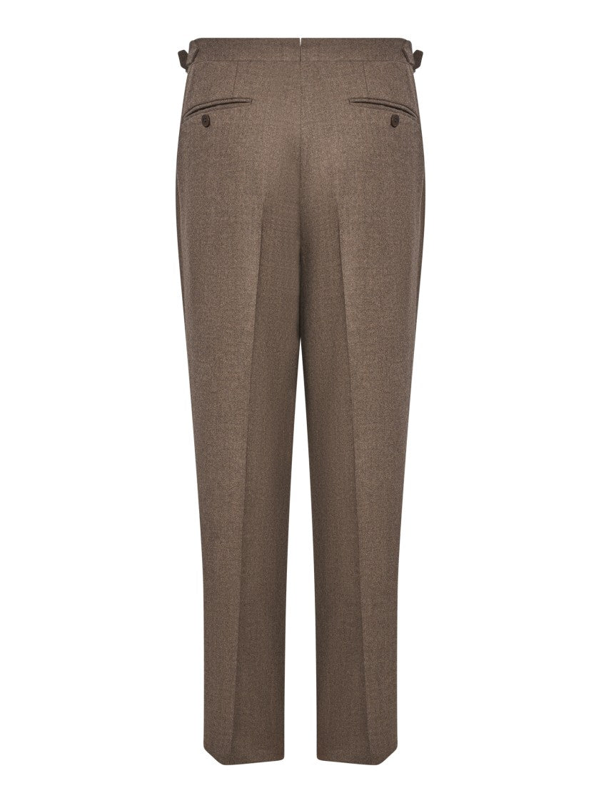 Franzese Collection Mud Royal Flannel Trousers With Pleated Front
