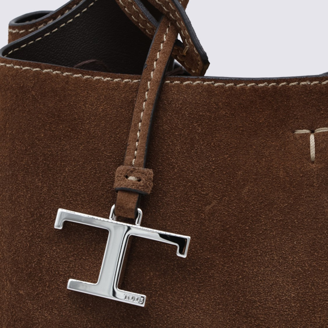 Tod's Medium Brown Suede Handbag With Structured Silhouette