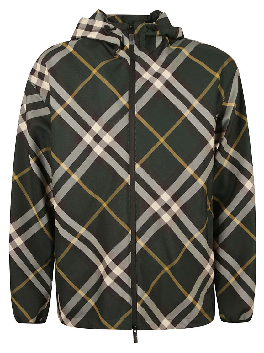 Burberry Plaid Hooded Coat With Zip Closure