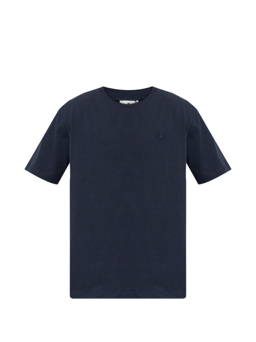 Etro Blue T-Shirt With Ribbed Crewneck