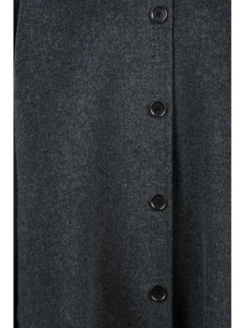 Aspesi Boxy Grey Wool Coat With Classic Collar And Button Closure