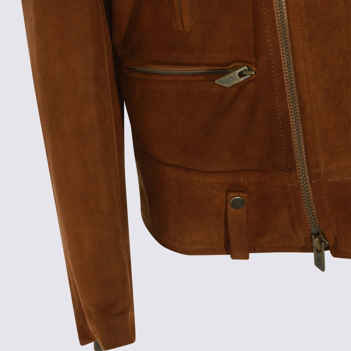 Salvatore Santoro Brown Suede Biker Jacket With Asymmetrical Zipper And Adjustable Straps