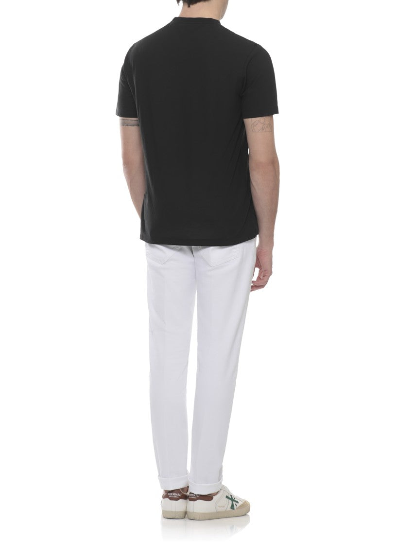 Zanone Black Cotton Crewneck T-Shirt