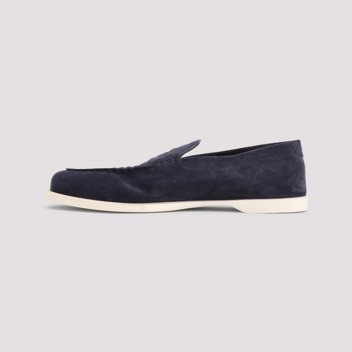 John Lobb Premium Blue Suede Loafers With Classic Moccasin Design