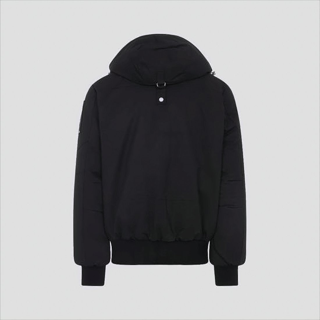 Moose Knuckles Matte Black Bomber Jacket With Detachable Hood