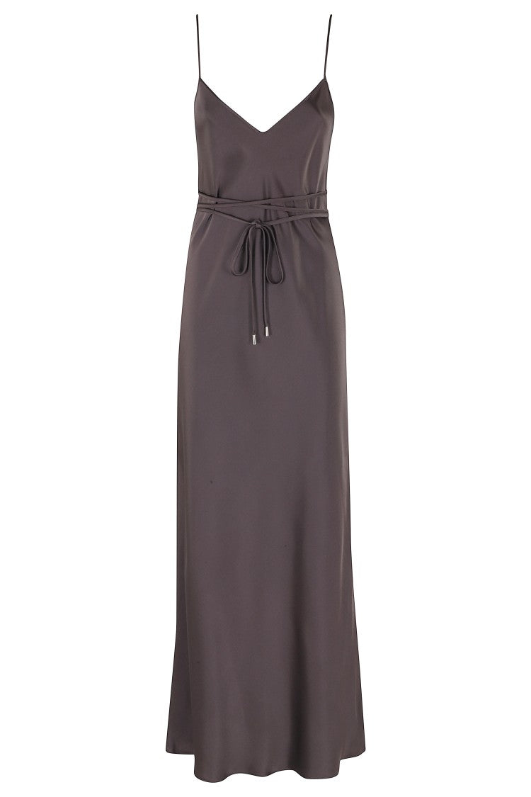 Antonelli Purple Lukas Dual V-Neck Belted Acetate-Blend Maxi Dress