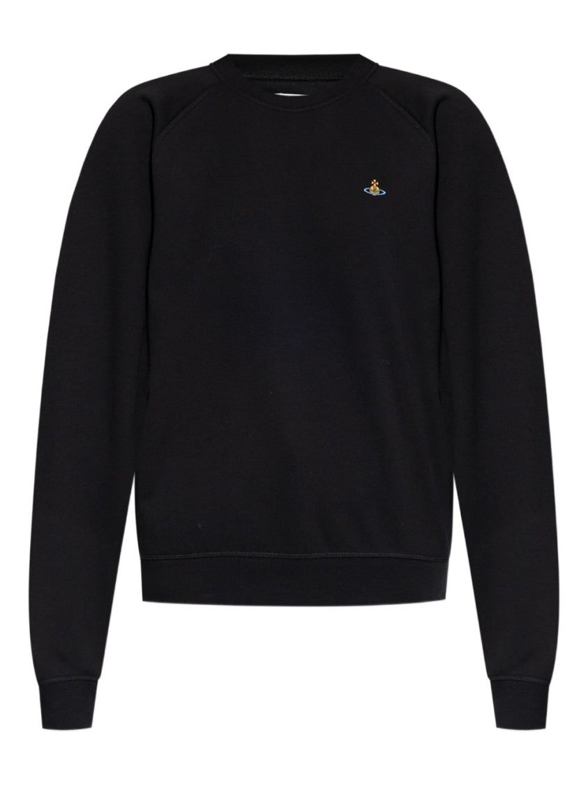 Vivienne Westwood Black Embroidered Logo Sweater With Raglan Sleeves