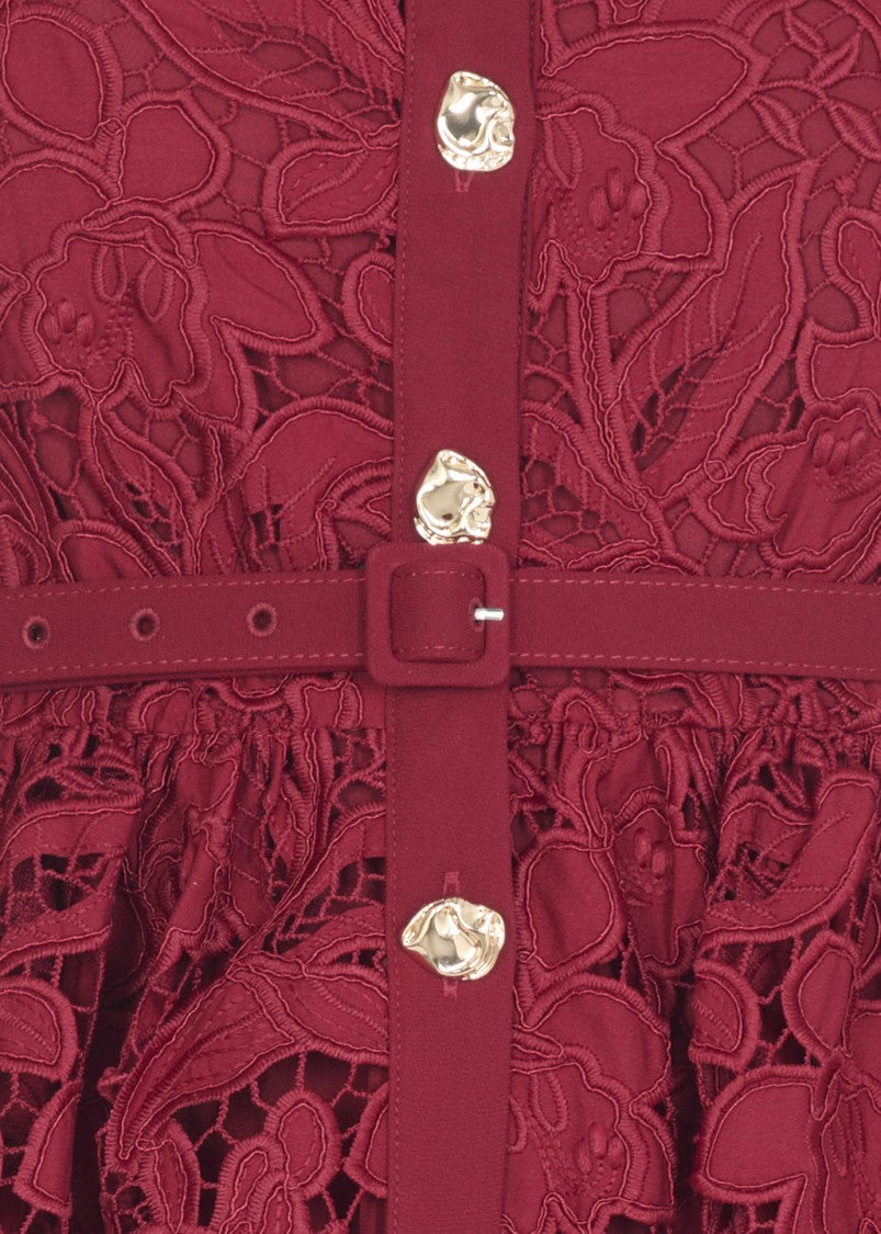 Self-Portrait Bordeaux Lace Dress