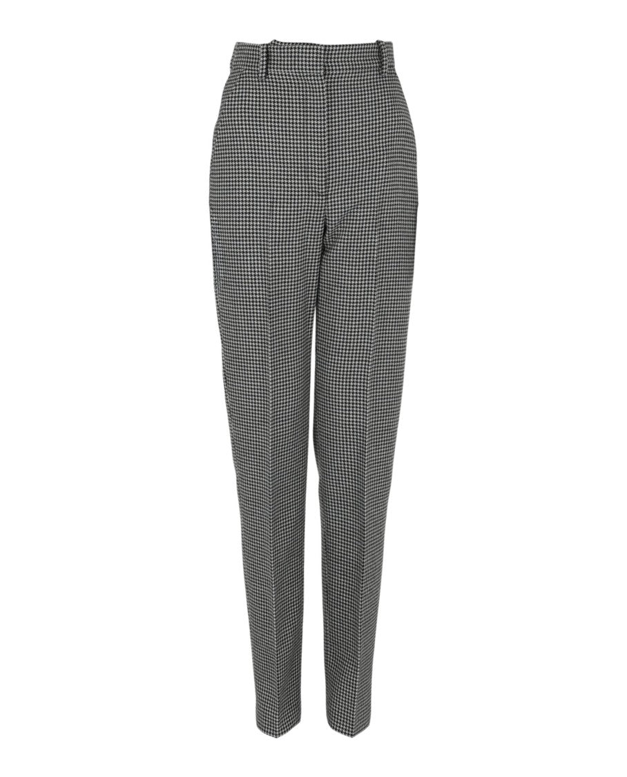 Alexander Mcqueen Houndstooth Wool Trousers With Precise Tailoring