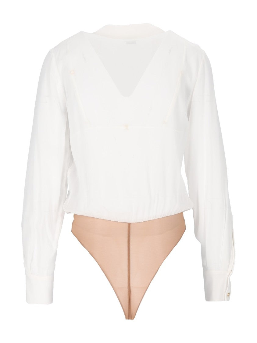Elisabetta Franchi Long Sleeve Gold Chain Bodysuit