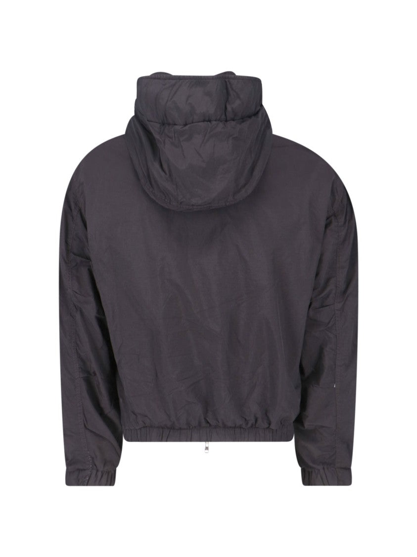 Ranra Black Purs Hooded Zip Fabric Jacket