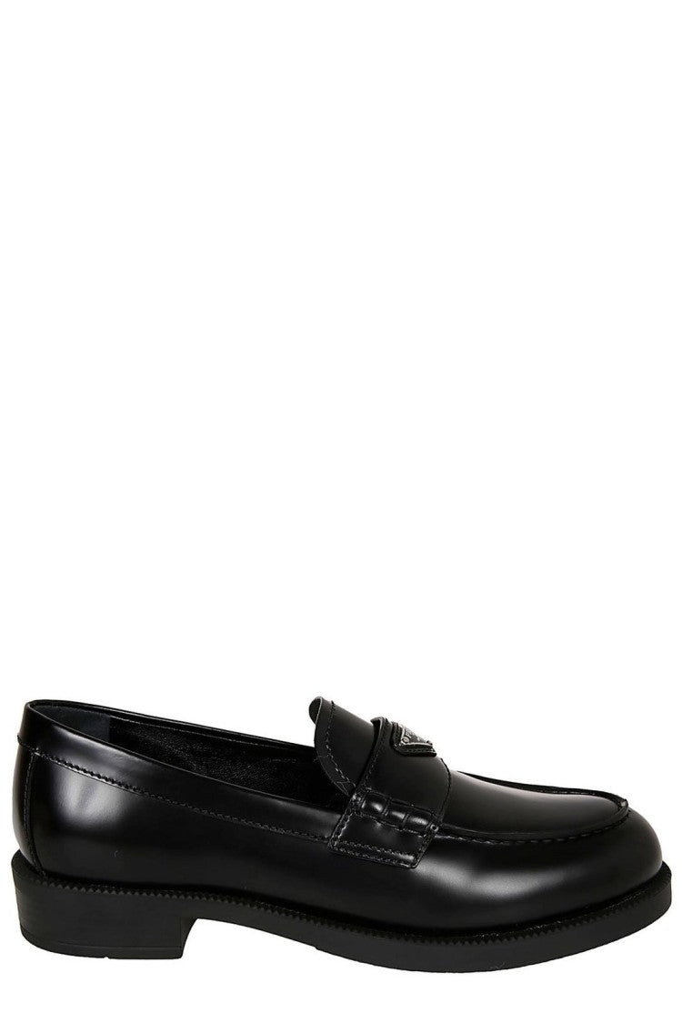 Prada Polished Leather Loafers With Classic Penny Strap