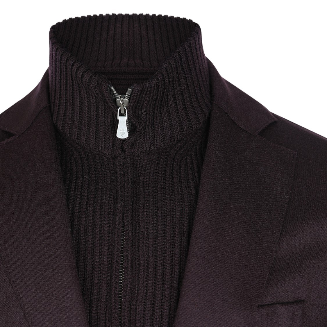 Eleventy Tailored Blazer-Style Jacket With Layered Ribbed Knit Details