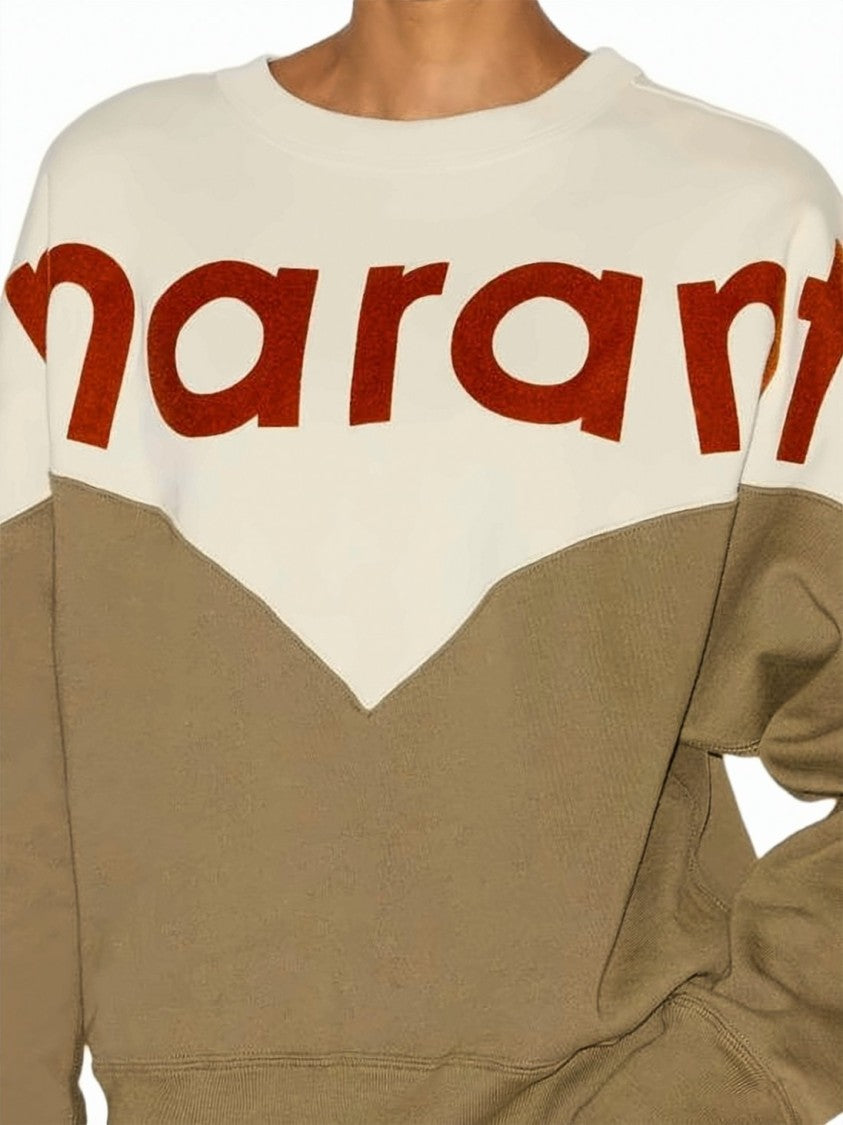 Isabel Marant Two-Tone Long-Sleeve Sweatshirt With Oversized Lettering