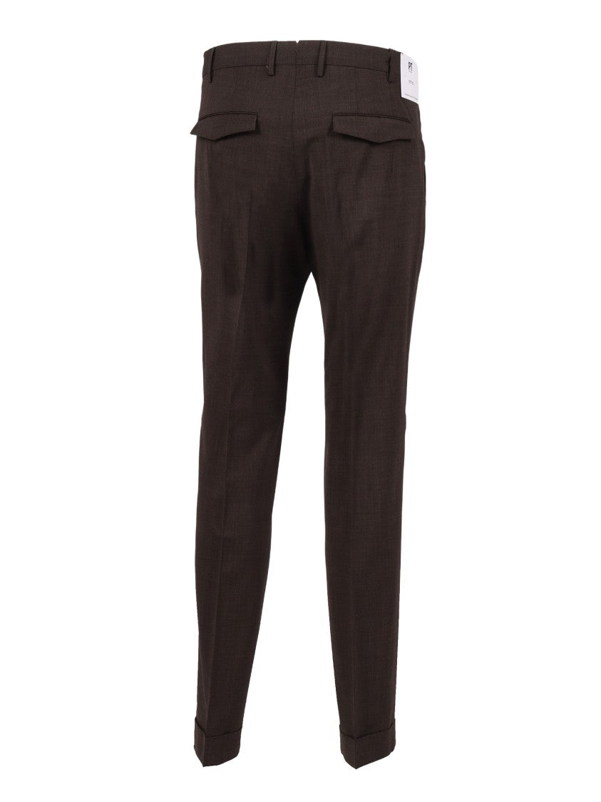 Pt01 Brown Master Flap Straight-Leg Pants