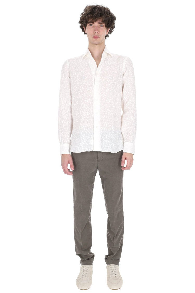 Barba Culto Jacquard Linen Casual Shirt