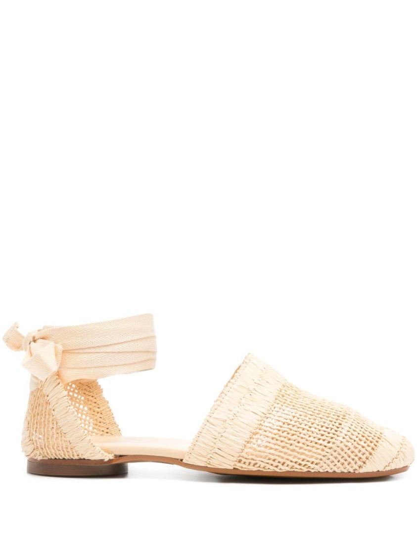 Castaner Woven Textured Ankle-Tie Sandals With Pointed Toe