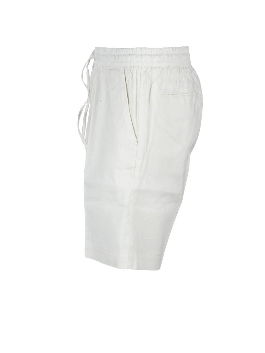 Bro Ship White Cotton Linen Elastane Bermuda Shorts