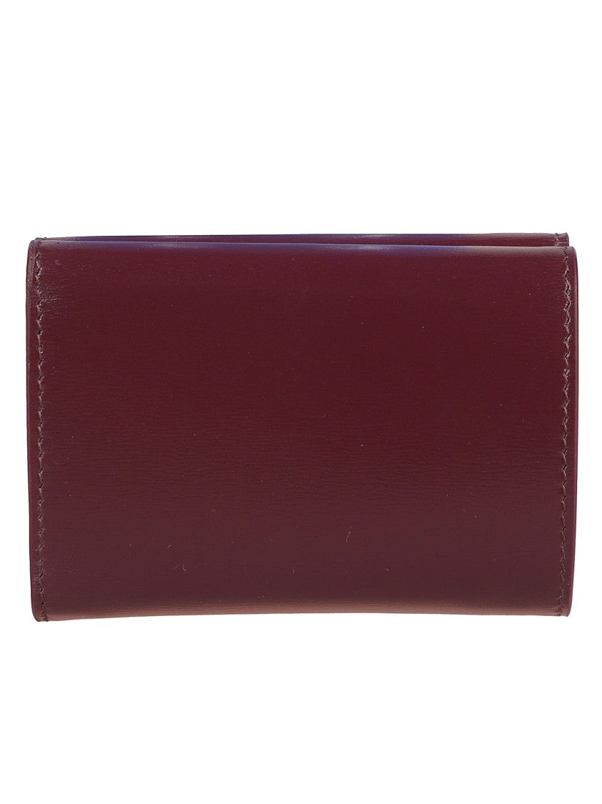 Jil Sander Burgundy Leather Wallet With Snap Closure