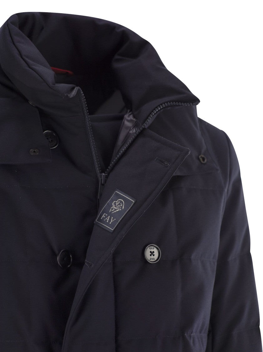 Fay Double-Breasted Down Jacket With Hood