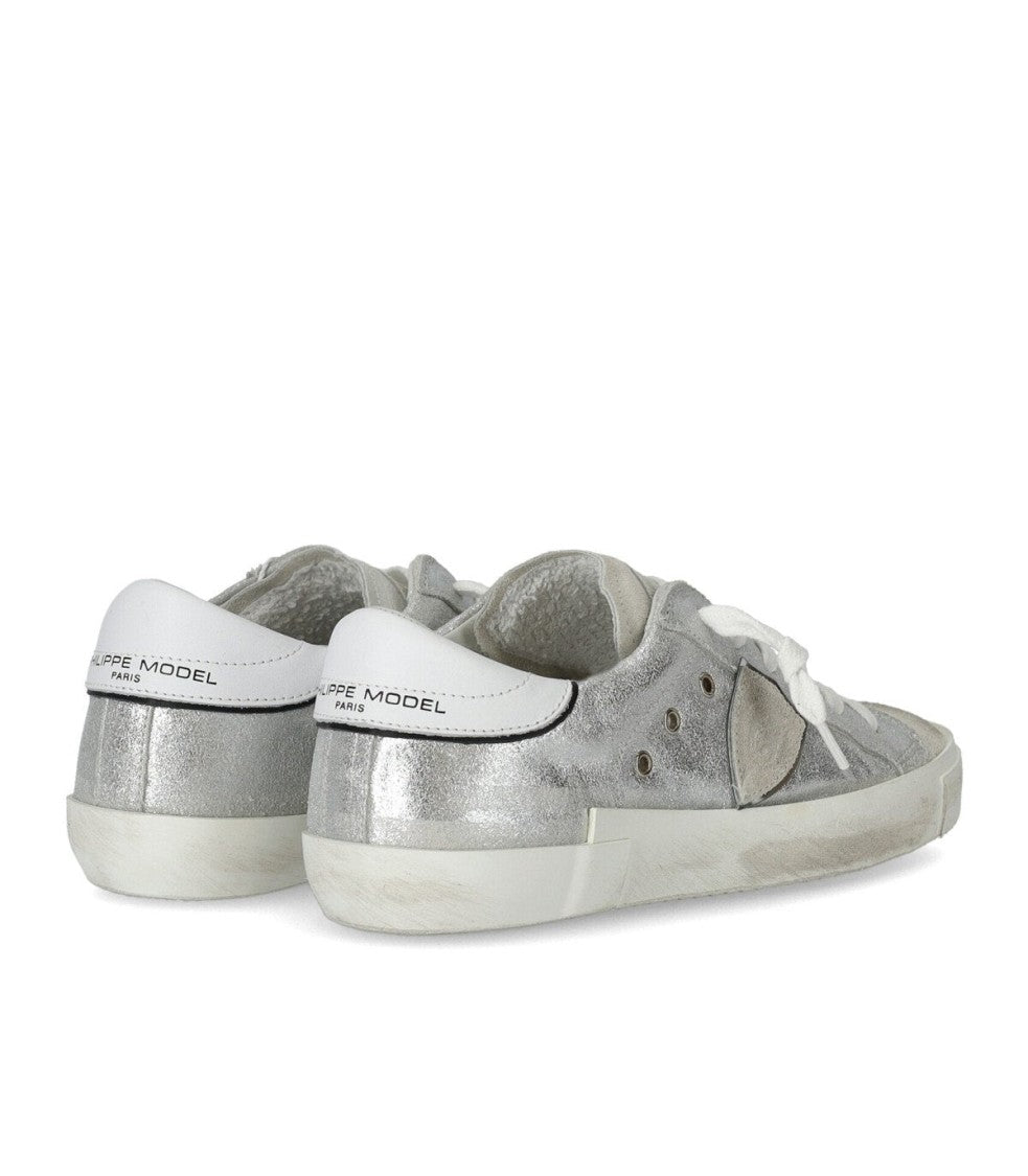 Philippe Model Prsx Low Metal Silver Sneaker