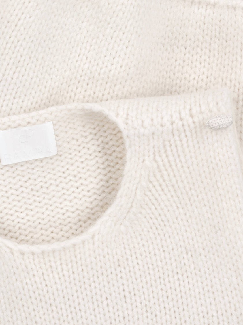 Pampa The Brand White Crew Neck Sleeveless Alpaca Tank Top