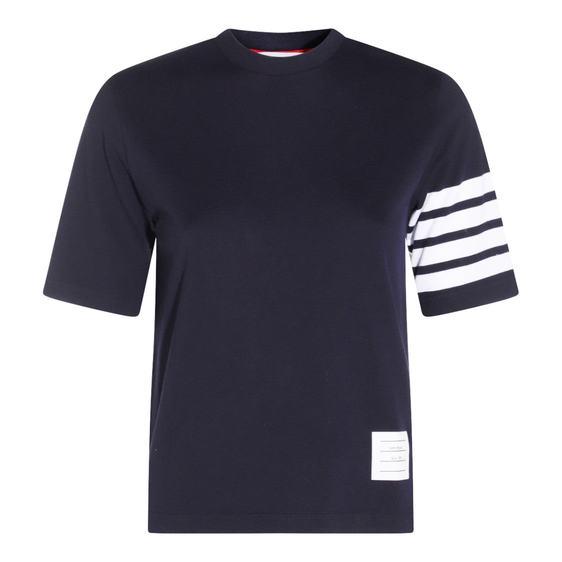 Thom Browne Navy Cotton T-Shirt With Distinctive Stripes