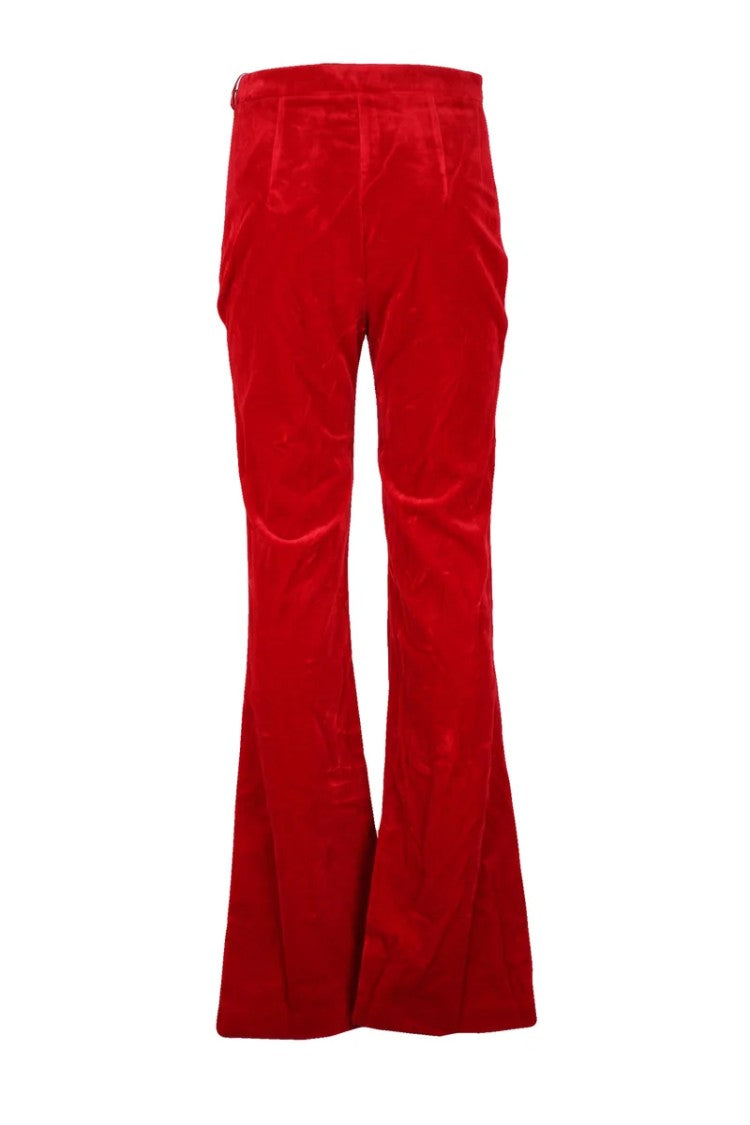 Elisabetta Franchi Flared Velvet Trousers - Red