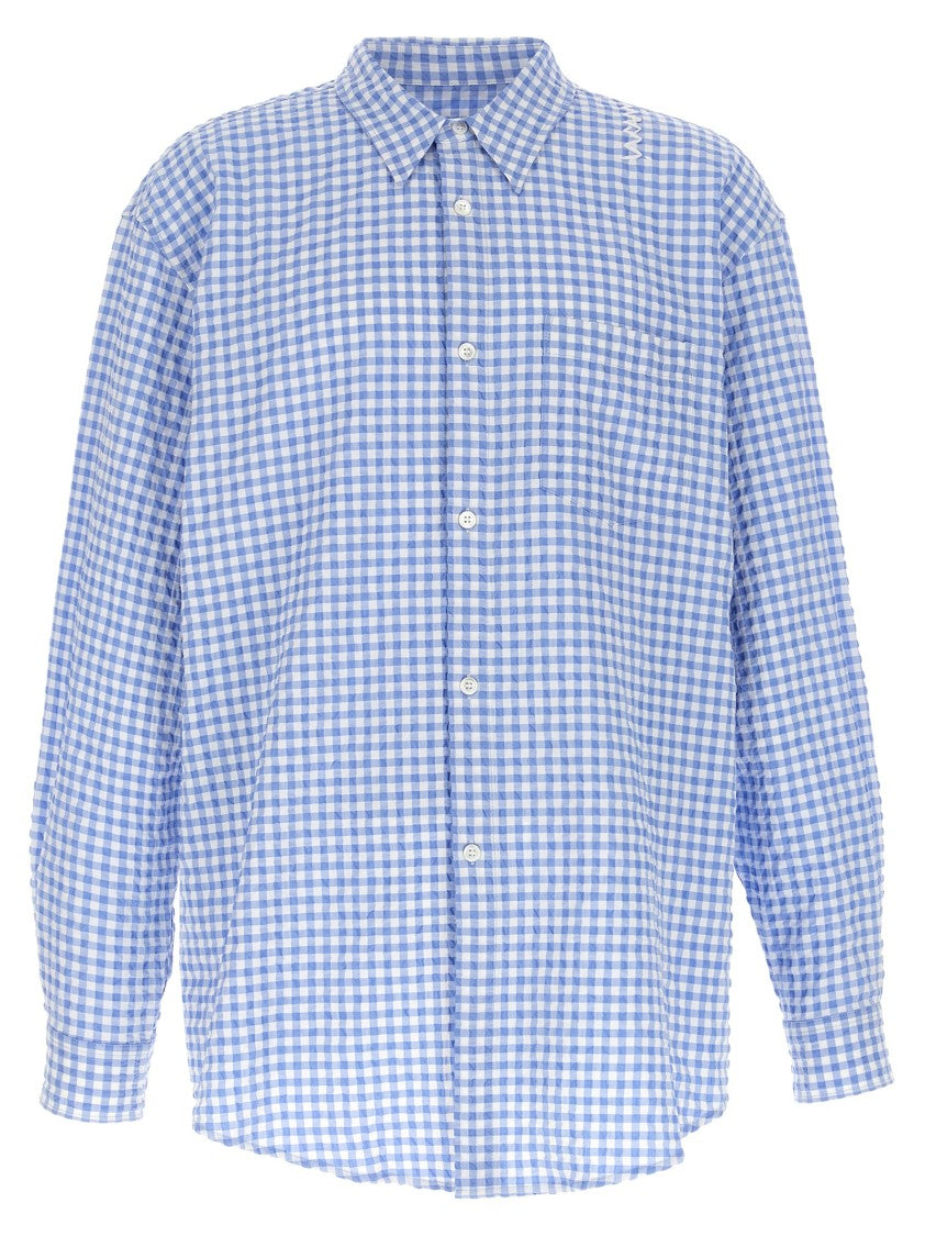 Marni Vichy Print Cotton Blend Shirt With Logo Embroidery