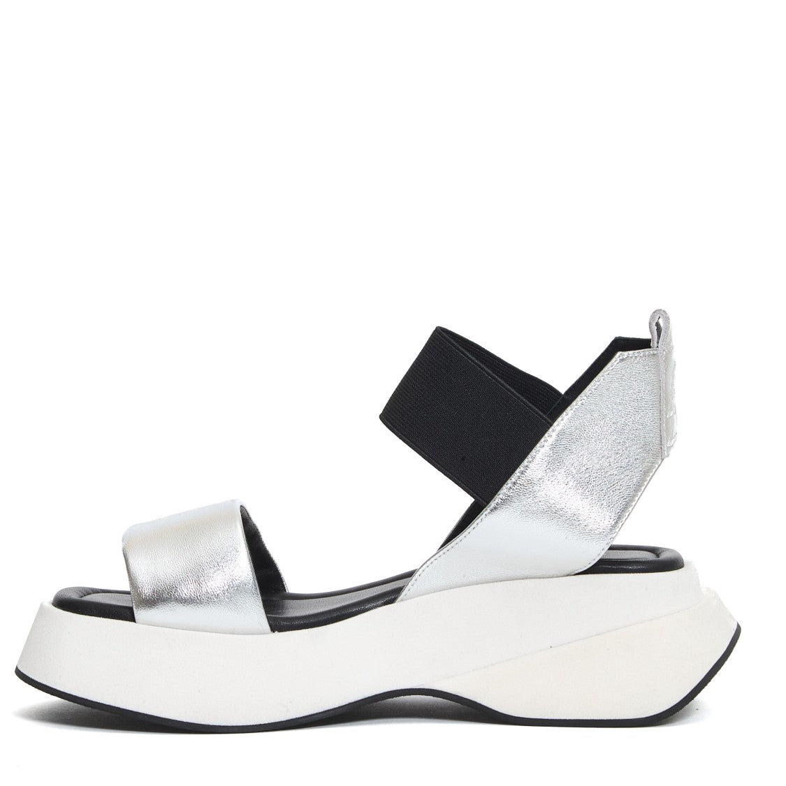 Elena Iachi Silver Leather Wedge Sandal