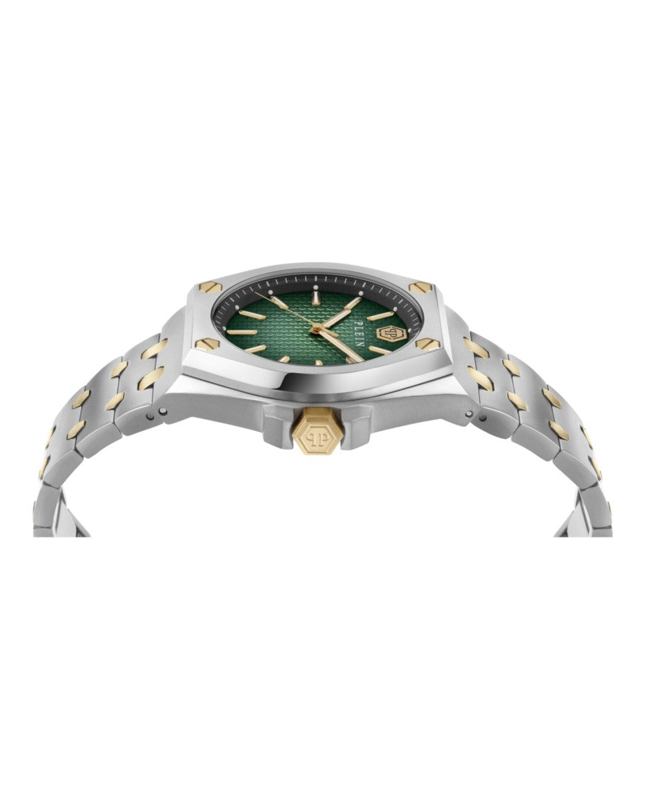 Philipp Plein Two-Tone Bracelet Watch With Green Guilloche Dial