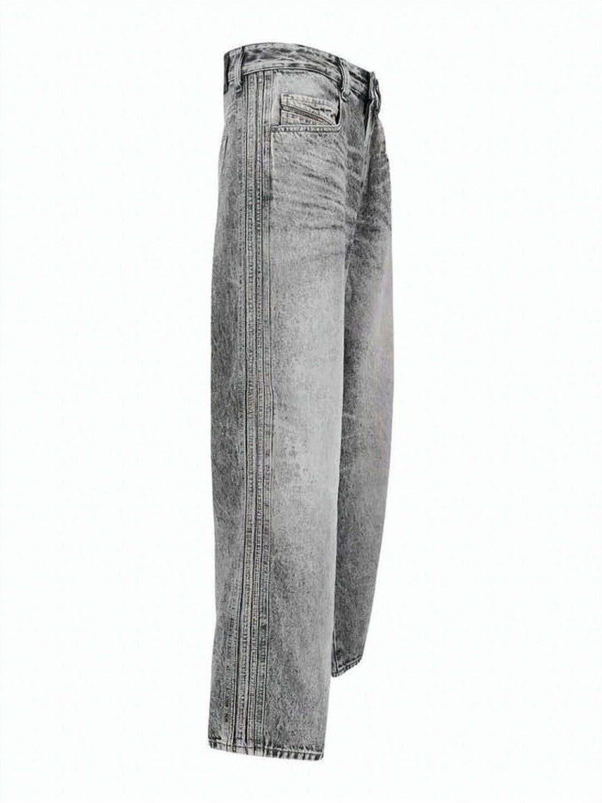 Diesel Washed Grey Relaxed-Fit Denim Pants With Classic Five-Pocket Design