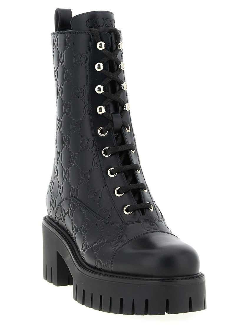 Gucci Gg Leather Ankle Boots