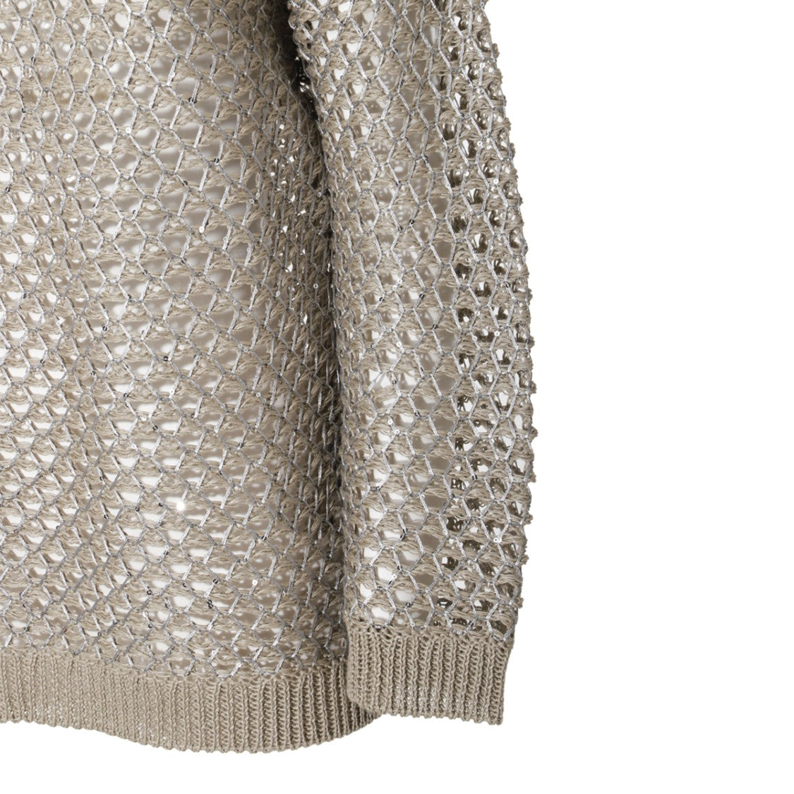 Valentino Ecru Linen Knitwear Sweater With Textured Open-Weave Design