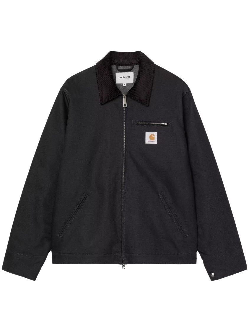 Carhartt Wip Boxy Black Detroit Jacket With Contrasting Corduroy Collar