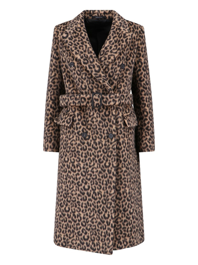 Tagliatore Jole Coat Midi Double-Breasted – Brown Animalier