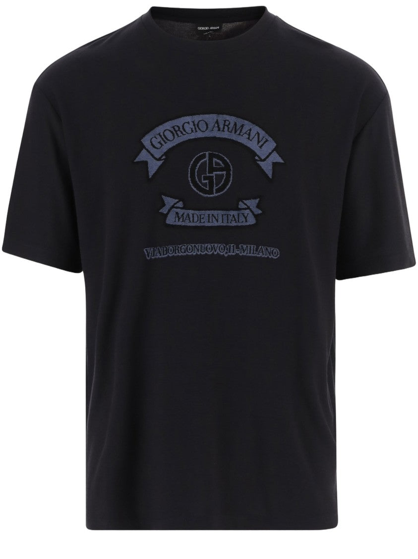 Giorgio Armani Navy Viscose T-Shirt