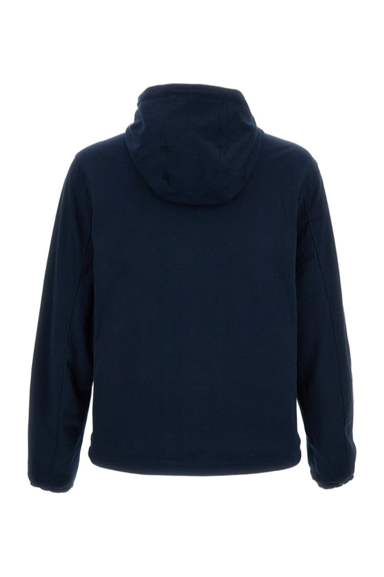 K-Way Reversible Short Jacket In Blue Cotton Interlock