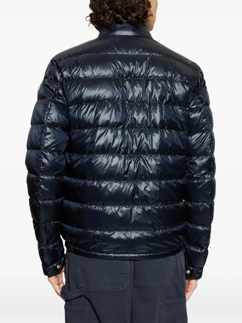 Moncler Black High-Collar Puffer Jacket With Glossy Finish