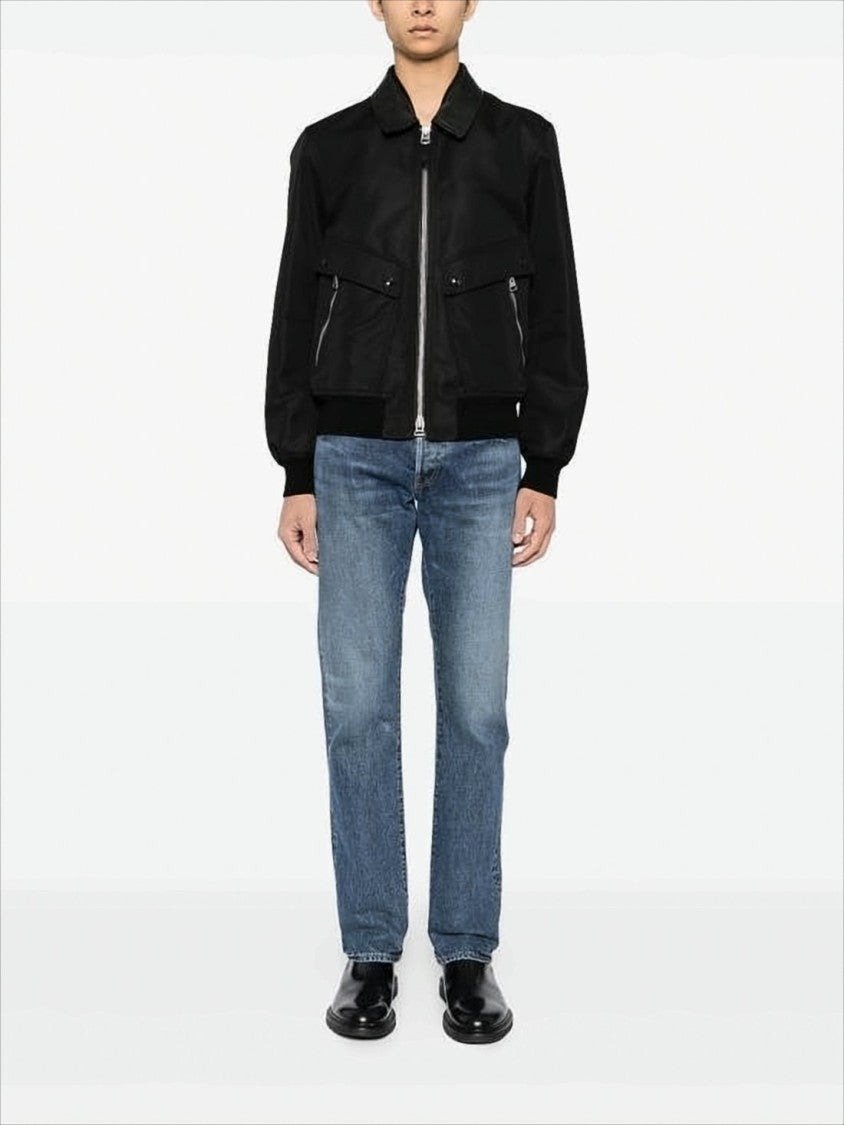 Tom Ford Structured Black Jacket With Leather-Like Finish