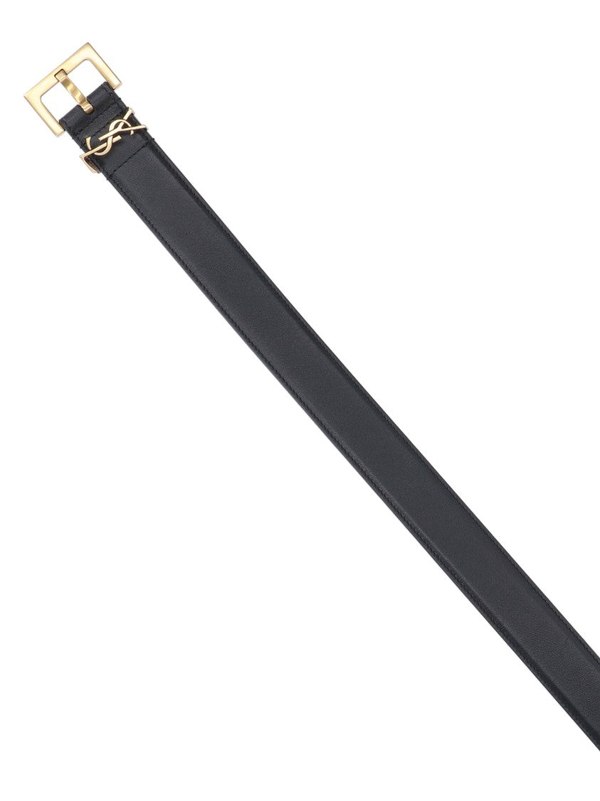 Saint Laurent Black Calf Leather Belt