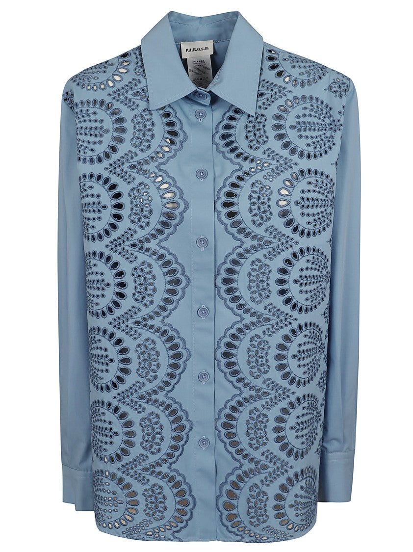 Parosh Sangallo Lace Embroidered Cotton Shirt